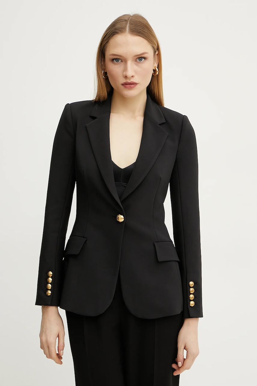 Σακάκι Elisabetta Franchi χρώμα: μαύρο, GI14451E2