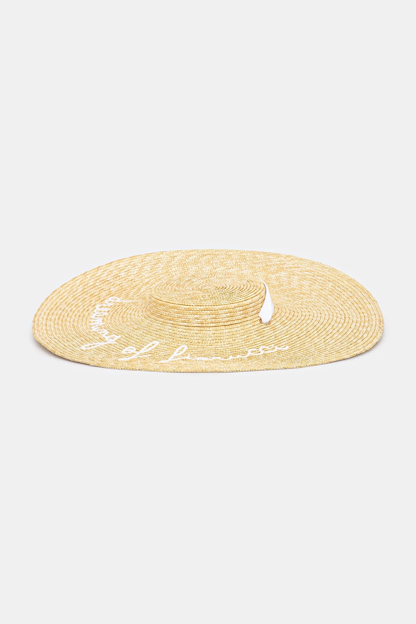 Καπέλο Fiorucci Straw Embroidered Tie Ribbon χρώμα: μπεζ, W02SMAHA399ST01NA02