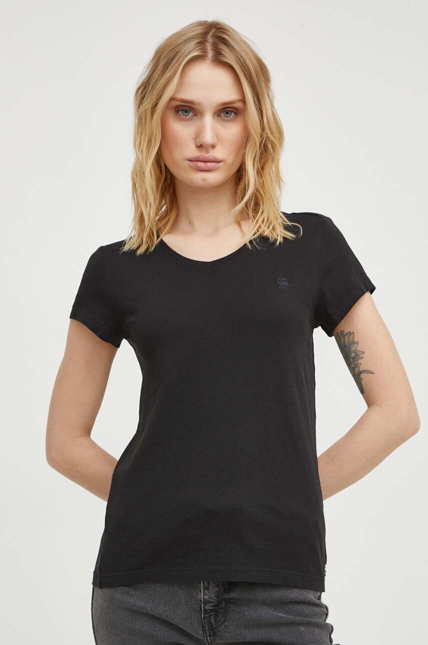 Βαμβακερό μπλουζάκι G-Star Raw χρώμα: μαύρο, D24533-4107