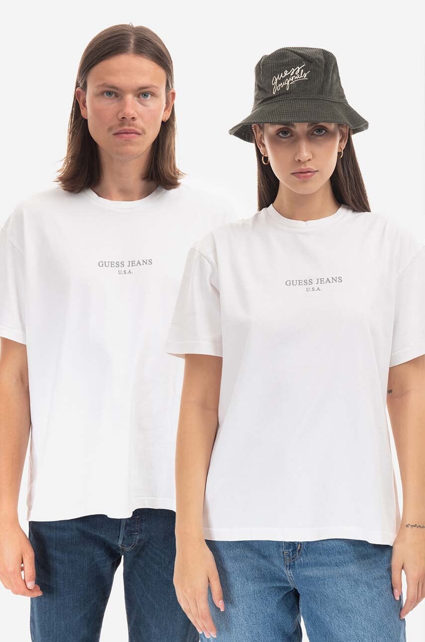 Βαμβακερό μπλουζάκι Guess χρώμα: άσπρο, Koszulka GUESS USA Gusa Classic Logo Tee M2BI01KBB50 JBLK