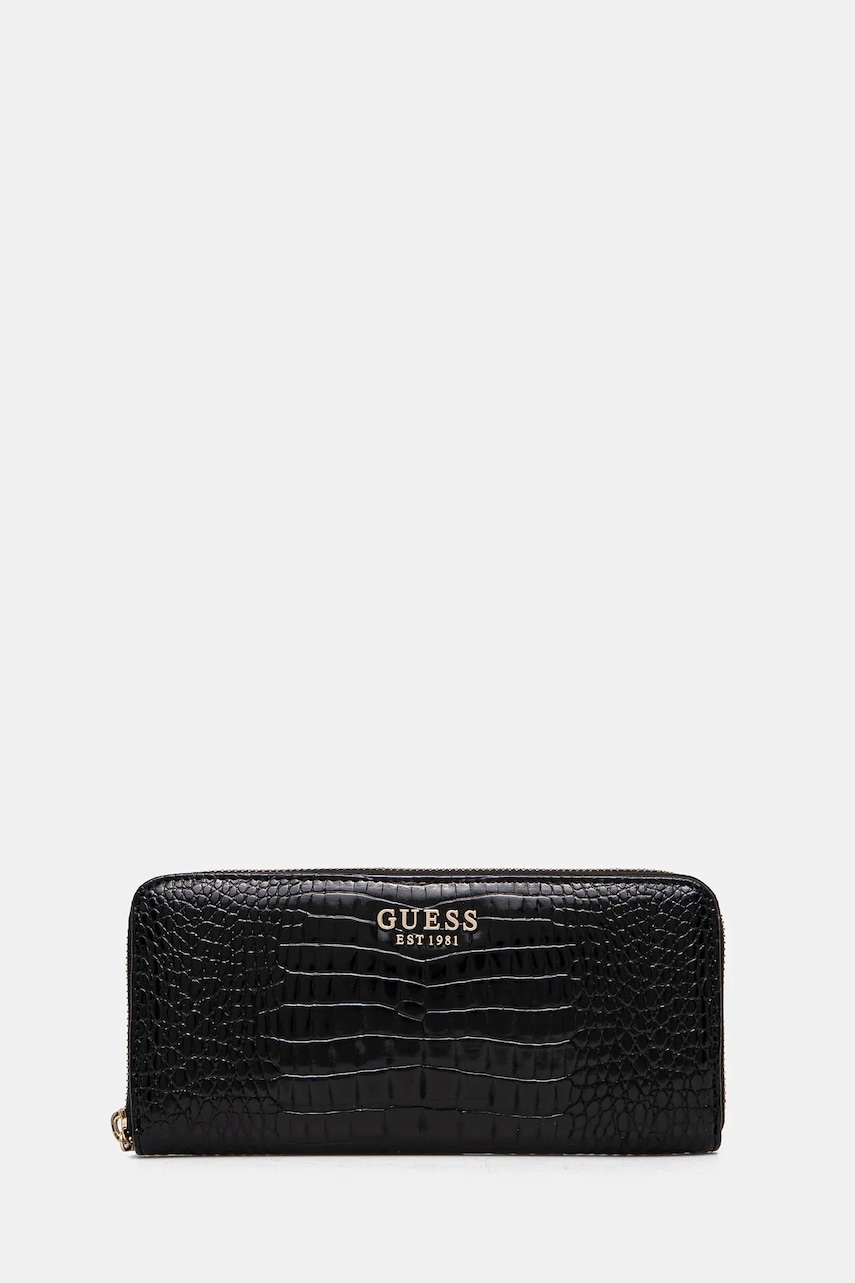 Πορτοφόλι Guess LAUREL χρώμα: μαύρο, SWCZ85 00146