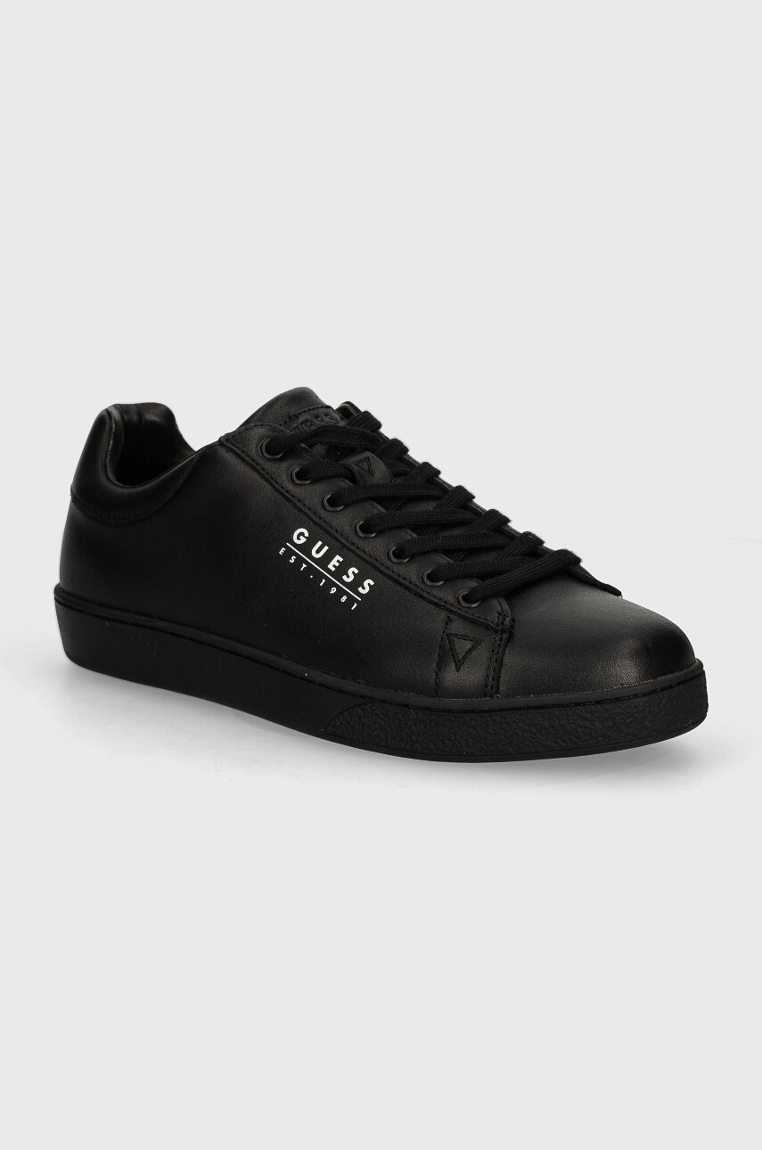 Δερμάτινα αθλητικά παπούτσια Guess NOLA χρώμα: μαύρο, FMTNOL ELE12