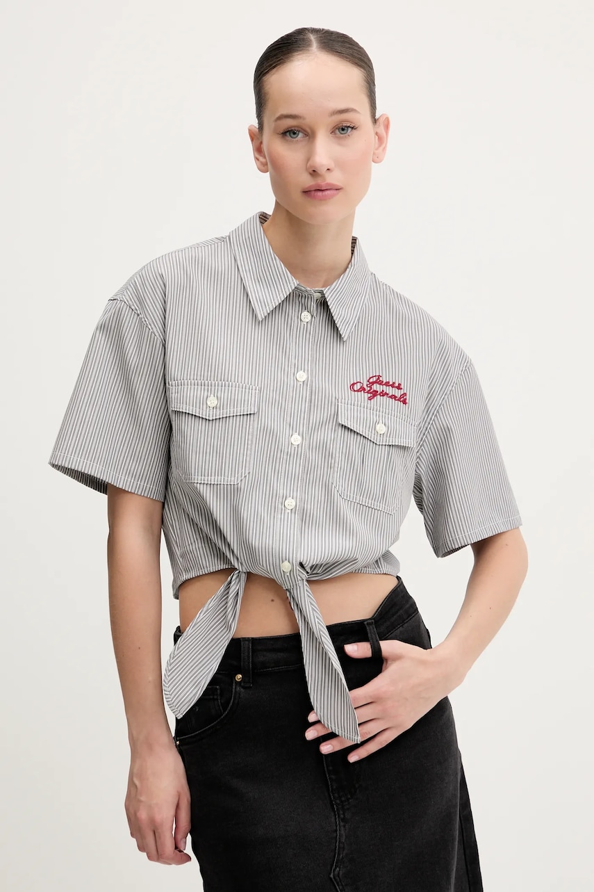 Βαμβακερό πουκάμισο Guess Originals χρώμα: γκρι, W5GH0M WH7Q1