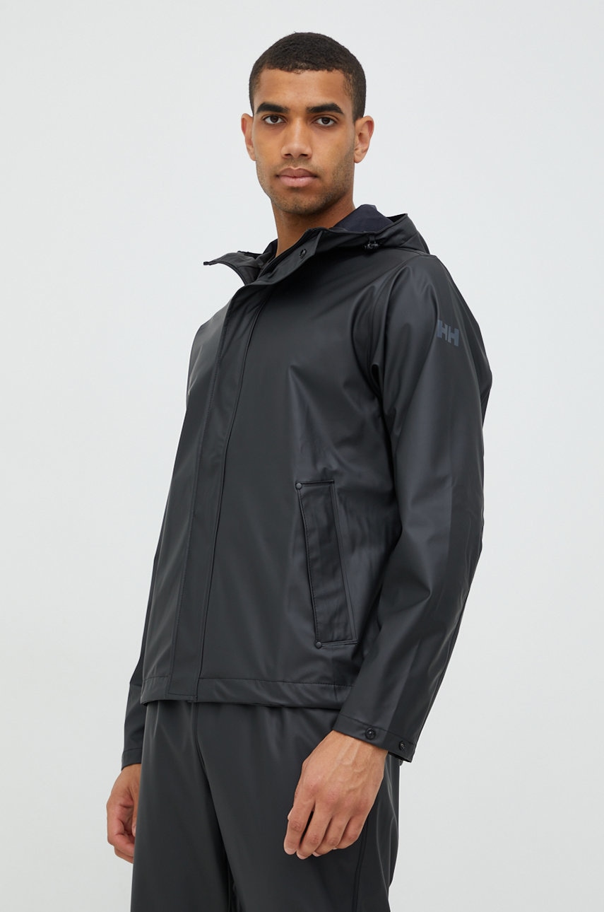 Αδιάβροχο μπουφάν Helly Hansen ανδρικό, χρώμα: μαύρο