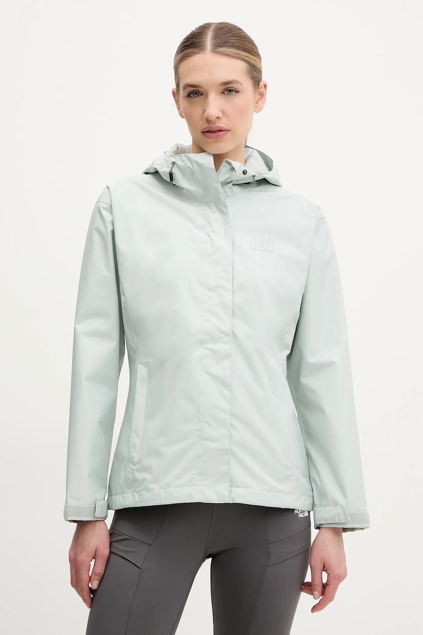 Αδιάβροχο μπουφάν Helly Hansen Seven γυναικείο, χρώμα: πράσινο, 62066