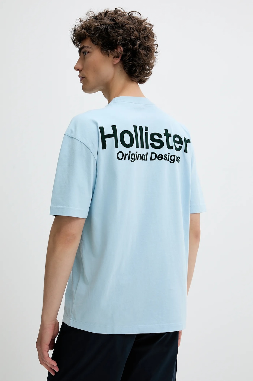 Βαμβακερό μπλουζάκι Hollister Co. ανδρικό, χρώμα: μπλε, KI323-5007