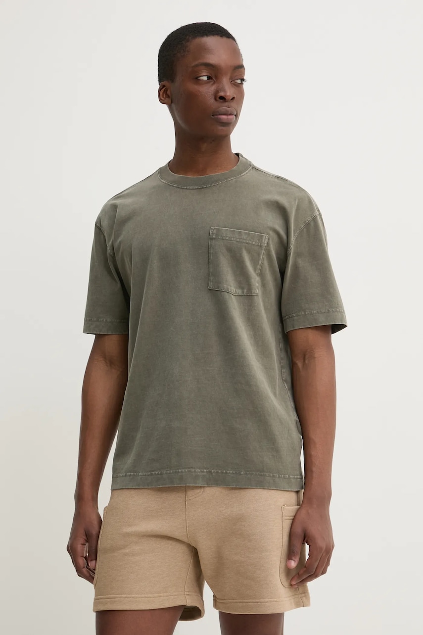 Βαμβακερό μπλουζάκι Hollister Co. ανδρικό, χρώμα: πράσινο, KI324-5061