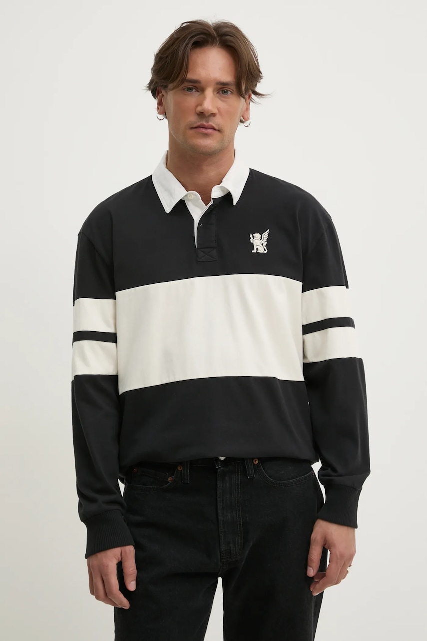 Βαμβακερή μπλούζα με μακριά μανίκια Hollister Co. χρώμα: μαύρο, KI324-5181