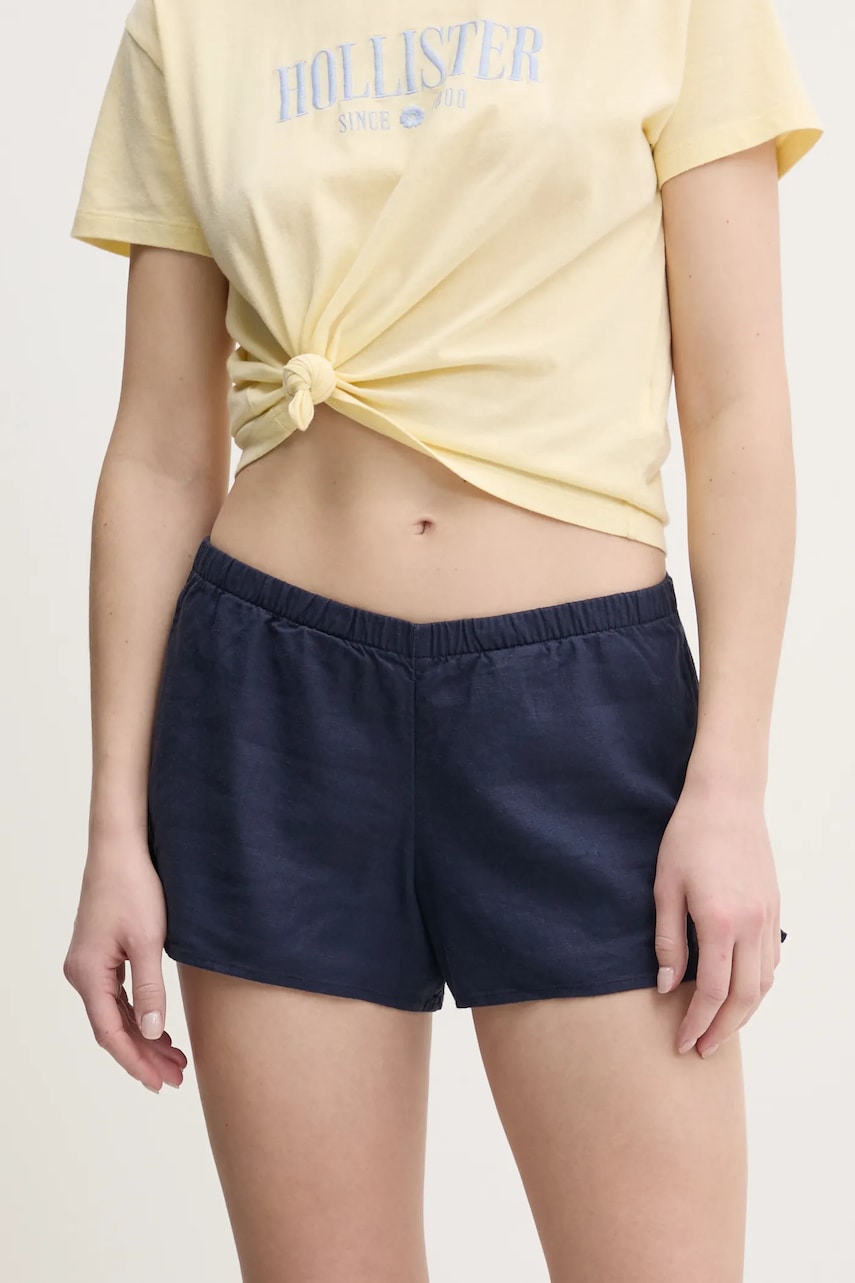 Σορτς από λινό Hollister Co. χρώμα: ναυτικό μπλε, KI349-5077