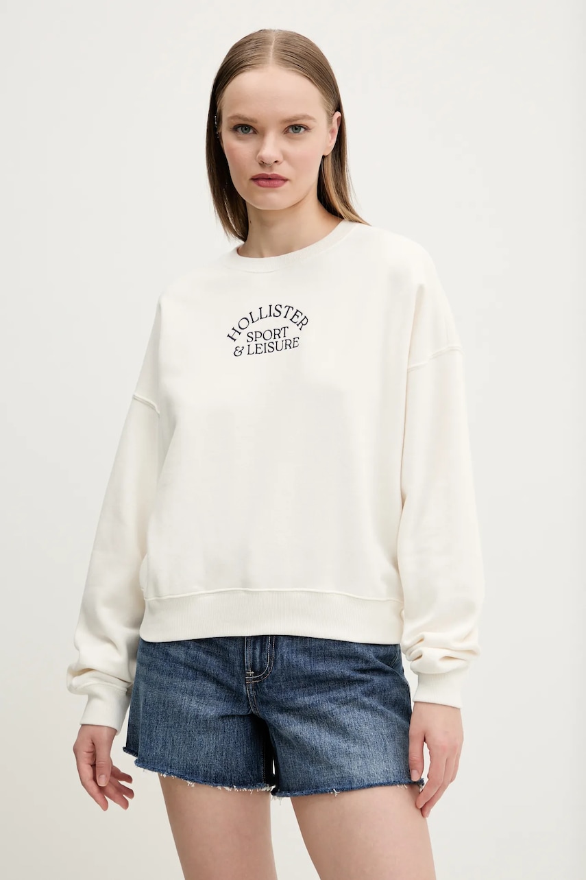 Μπλούζα Hollister Co. χρώμα: μπεζ, KI352-5110