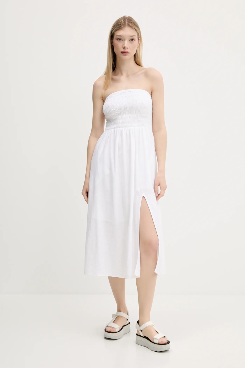 Λινό φόρεμα Hollister Co. χρώμα: άσπρο, KI359-1209