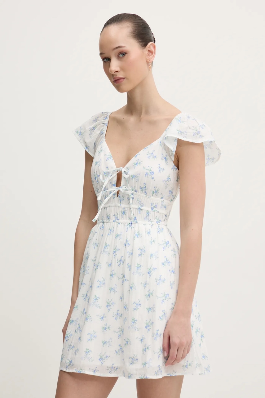 Βαμβακερό φόρεμα Hollister Co. χρώμα: άσπρο, KI359-5031