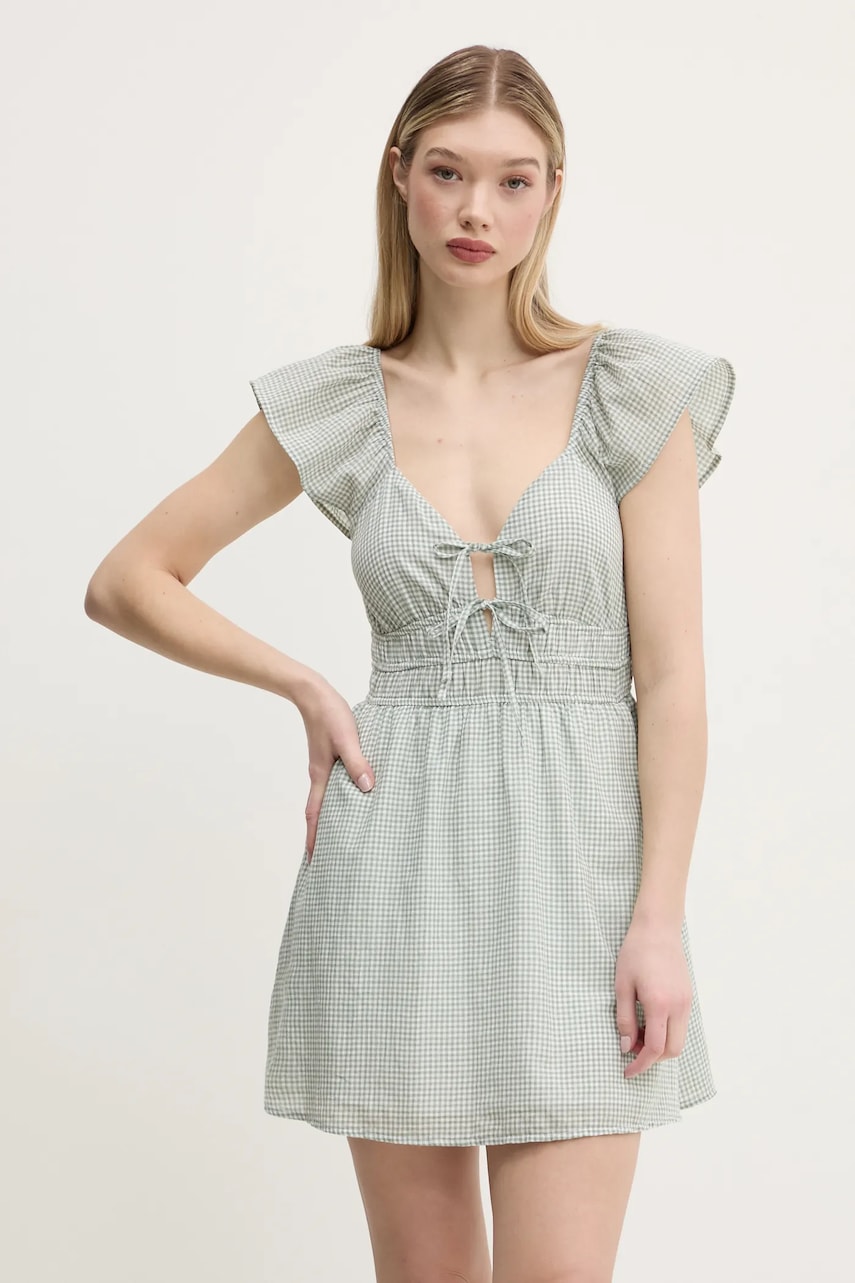 Βαμβακερό φόρεμα Hollister Co. χρώμα: πράσινο, KI359-5054