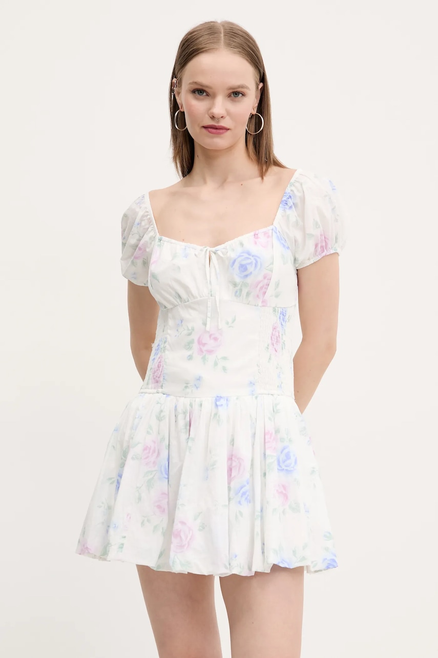 Βαμβακερό φόρεμα Hollister Co. χρώμα: άσπρο, KI359-5083