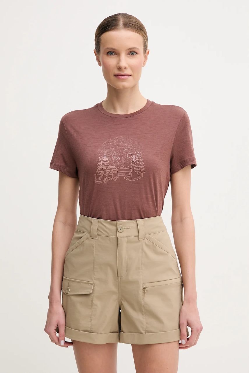 Αθλητικό μπλουζάκι Icebreaker Merino 150 Tech Lite III Van Camp χρώμα: καφέ, IB0A575V0B11