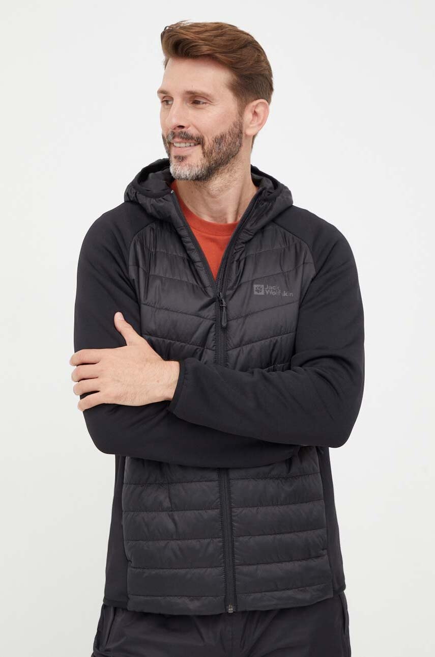 Αθλητικό μπουφάν Jack Wolfskin Routeburn Pro Hybrid χρώμα: μαύρο