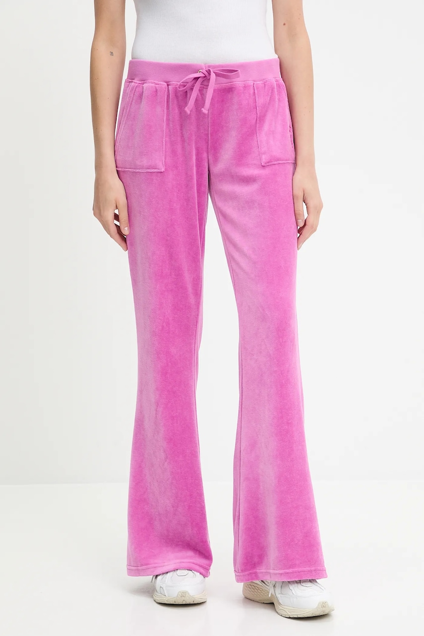 Βελούδινο παντελόνι φόρμας Juicy Couture CAISA LOW RISE PANT χρώμα: ροζ, JCSEBJ008G