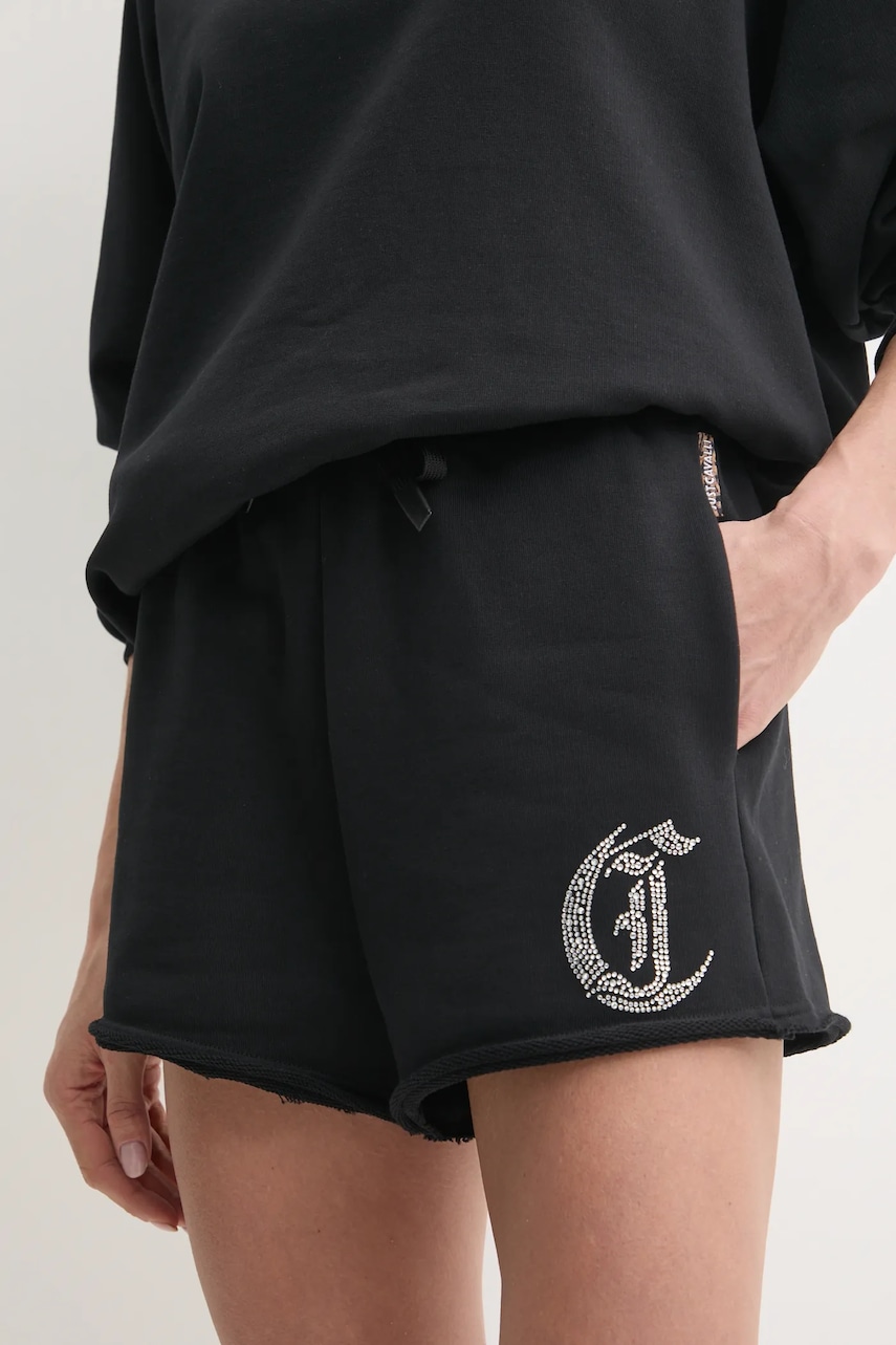 Βαμβακερό σορτσάκι Just Cavalli χρώμα: μαύρο, 78PADE08 CF100