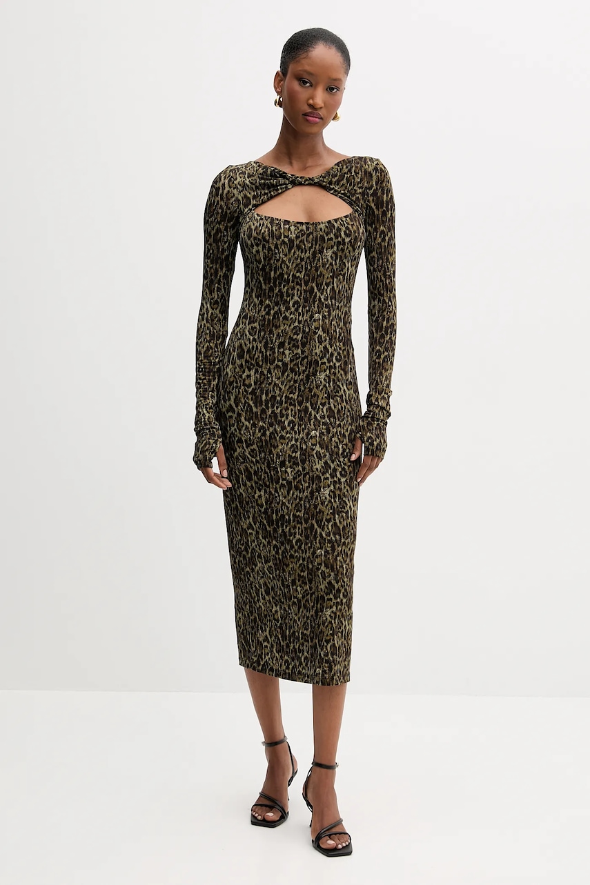 Φόρεμα Just Cavalli χρώμα: καφέ, 79PAO935 JS496