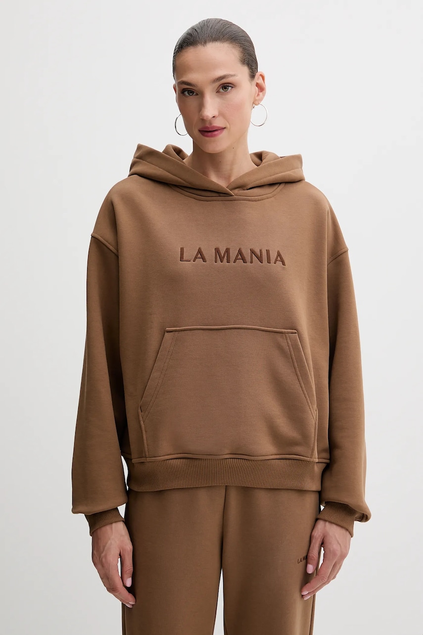 Μπλούζα La Mania BROOK χρώμα: γκρι, με κουκούλα, BROOK