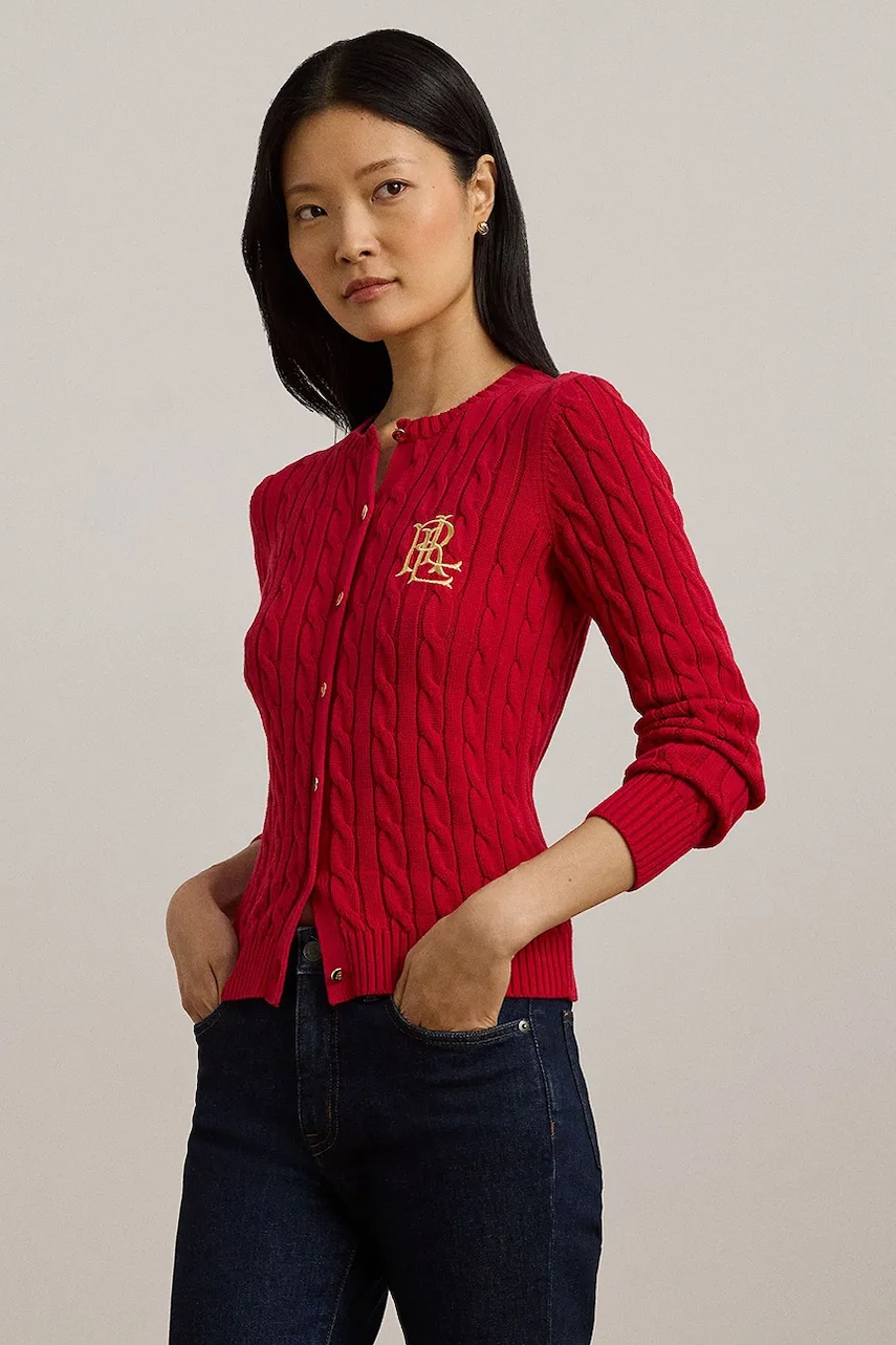 Βαμβακερό πουλόβερ Lauren Ralph Lauren χρώμα: κόκκινο