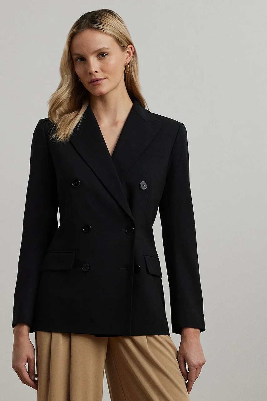 Μάλλινο σακάκι Lauren Ralph Lauren χρώμα: ναυτικό μπλε, 200911071