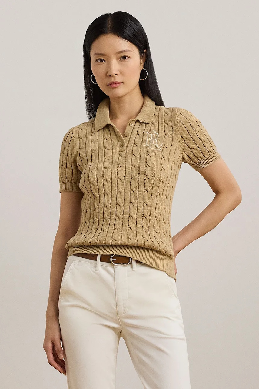 Βαμβακερό πουλόβερ Lauren Ralph Lauren χρώμα: μπεζ, 200932224