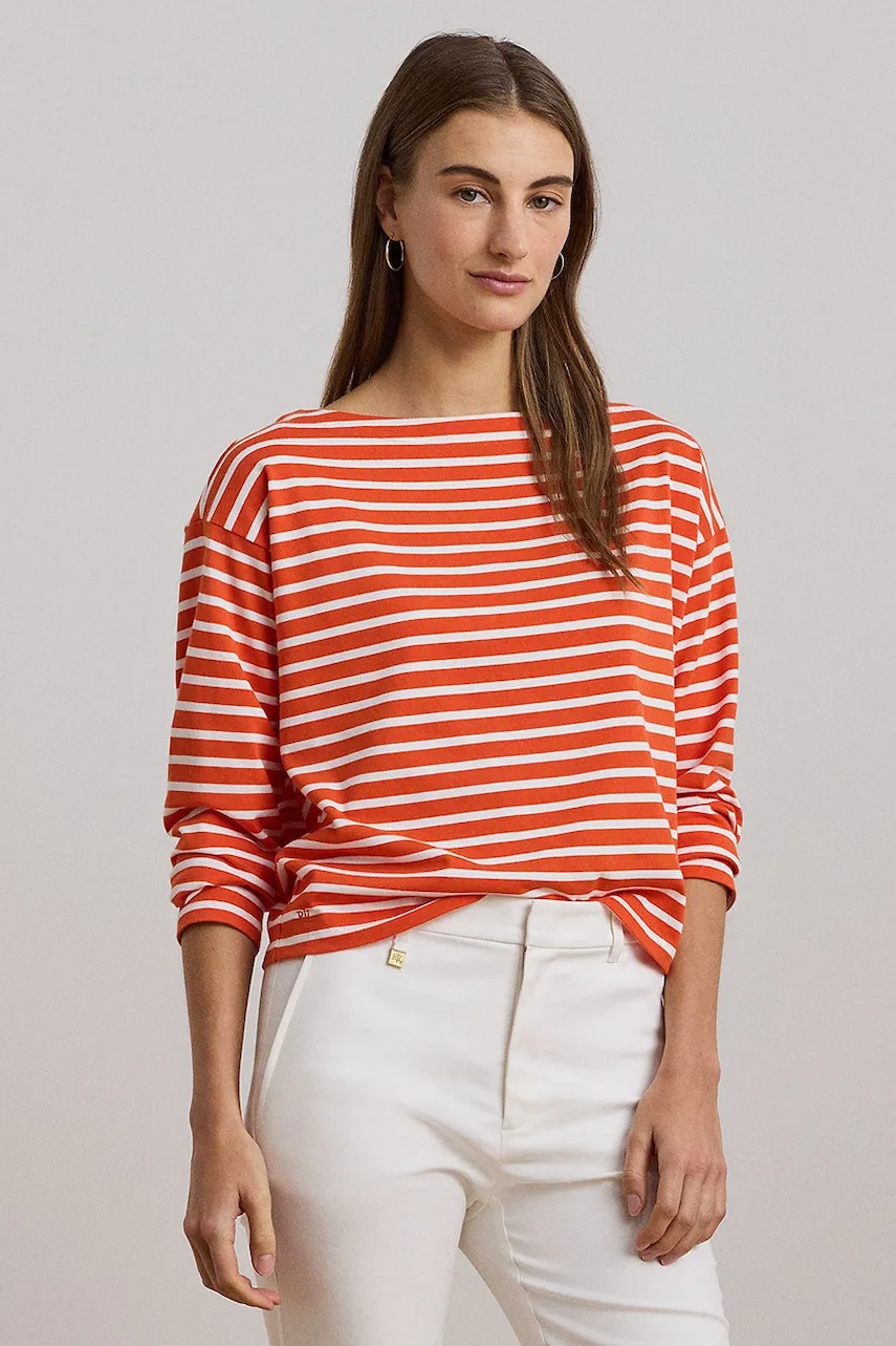 Βαμβακερό πουλόβερ Lauren Ralph Lauren χρώμα: πορτοκαλί, 200957604