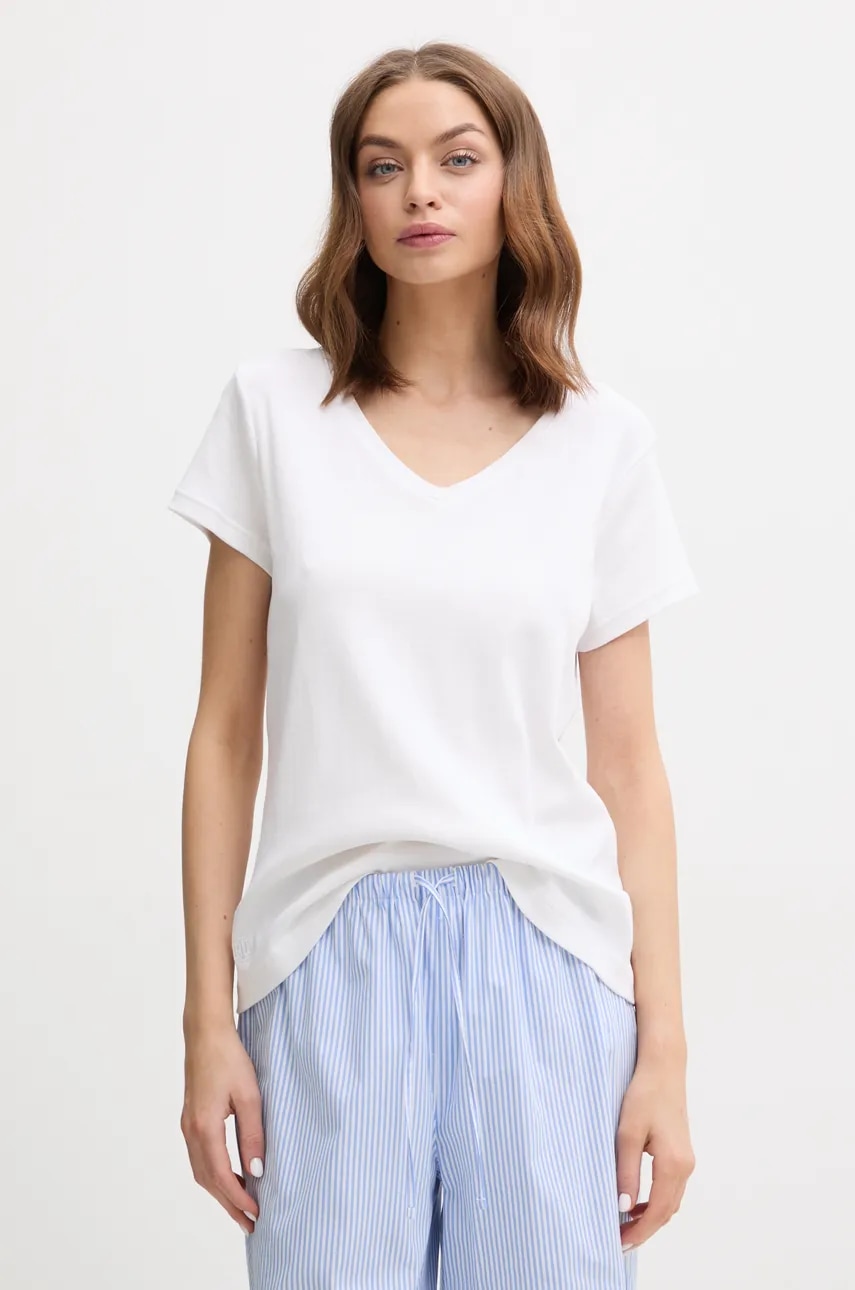 Βαμβακερό μπλουζάκι Lauren Ralph Lauren γυναικείο, χρώμα: άσπρο, ILN62373