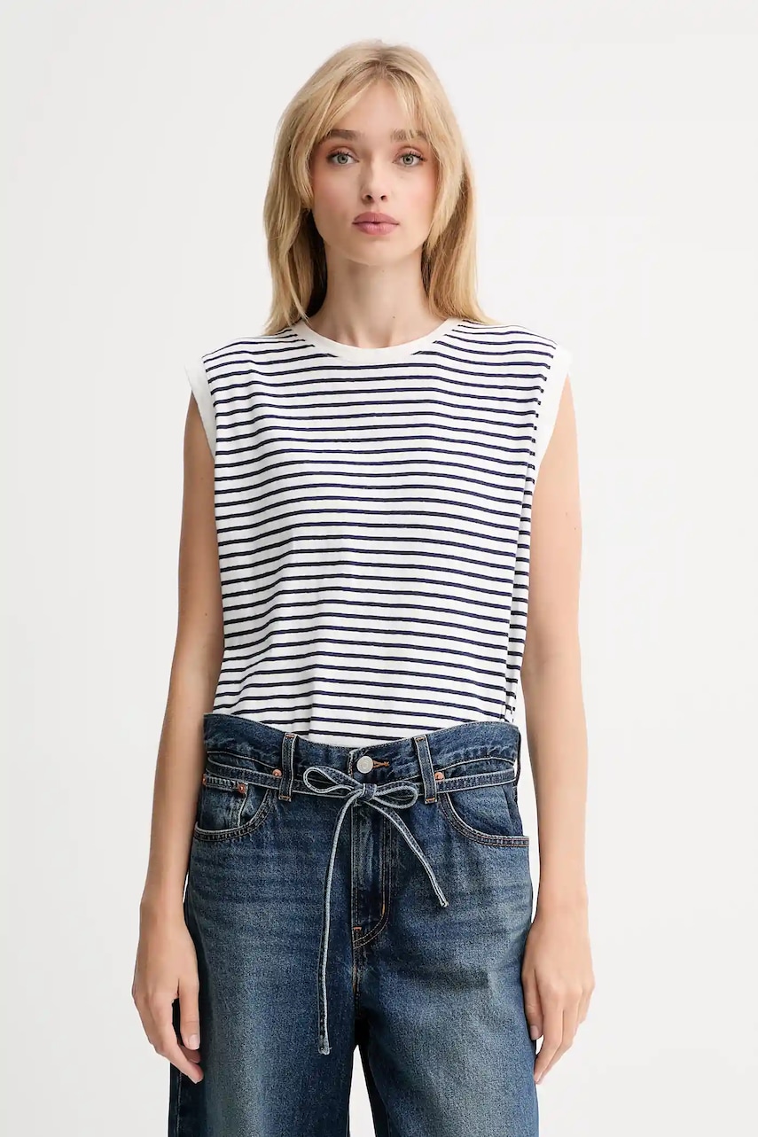 Βαμβακερό τοπ Levi's χρώμα: άσπρο, A8794