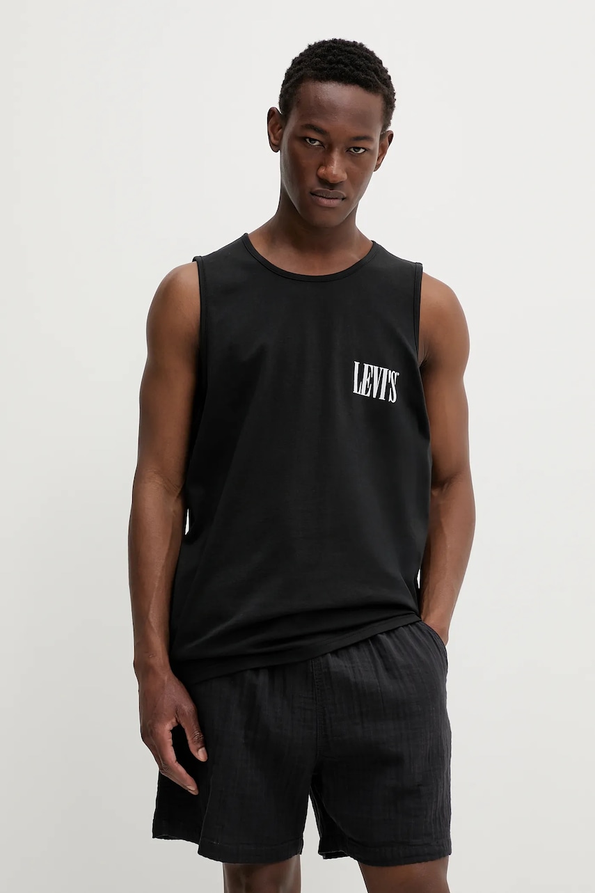 Βαμβακερό μπλουζάκι Levi's GRAPHIC ROWER TANK χρώμα: μαύρο, A7642