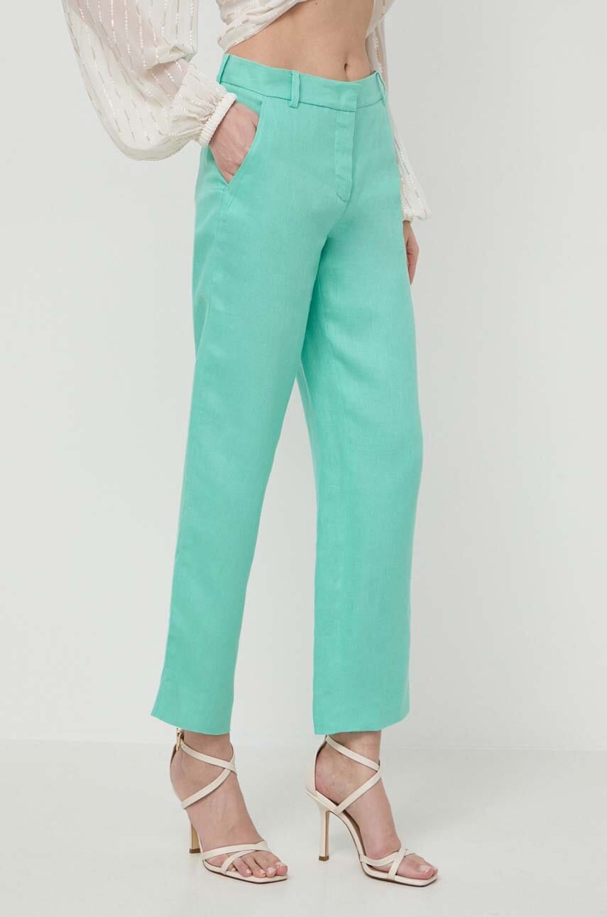 Λινό παντελόνι Luisa Spagnoli ARGANORUNWAY COLLECTION χρώμα: πράσινο, 541139 541139