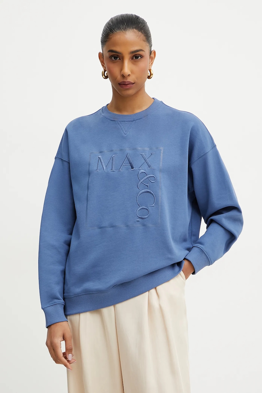Βαμβακερή μπλούζα MAX&Co. γυναικεία, χρώμα: μπλε, 2516921023200