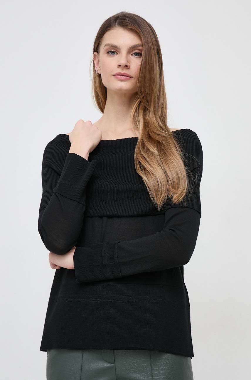Μάλλινο πουλόβερ Max Mara Leisure γυναικεία, χρώμα: μαύρο