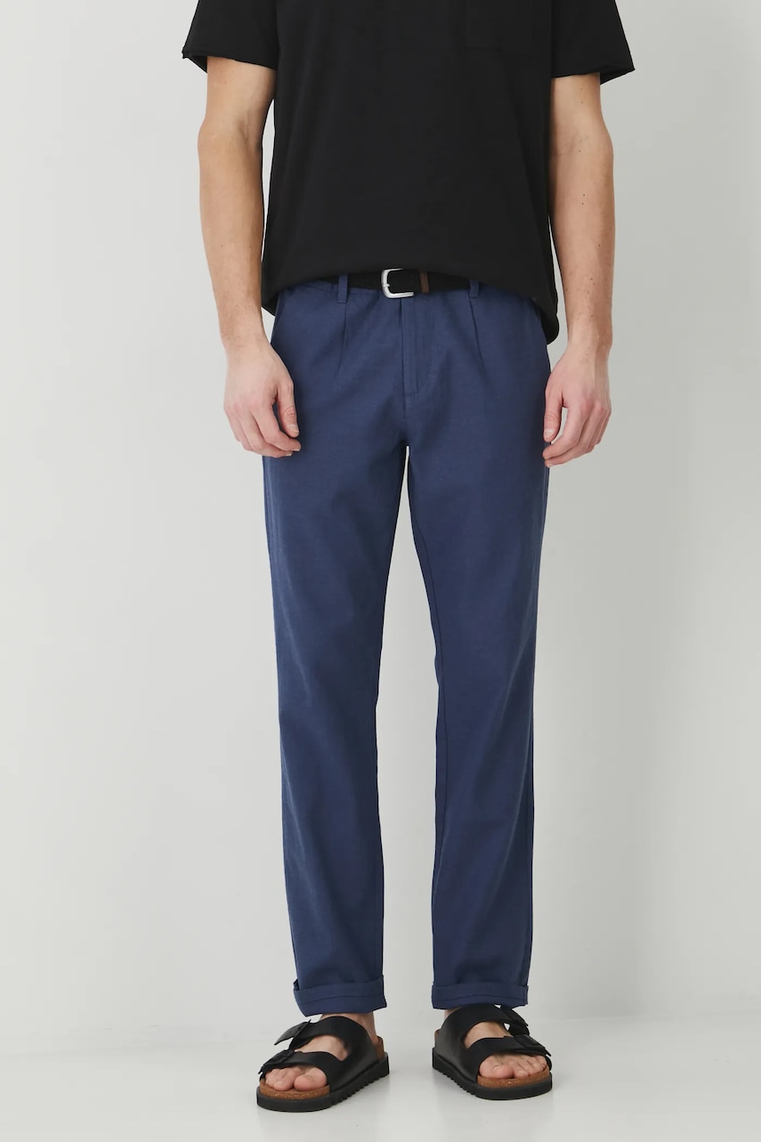 Λινό παντελόνι Medicine χρώμα: ναυτικό μπλε