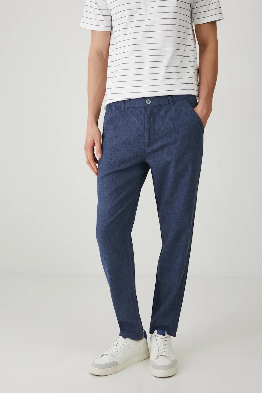 Λινό παντελόνι Medicine χρώμα: ναυτικό μπλε