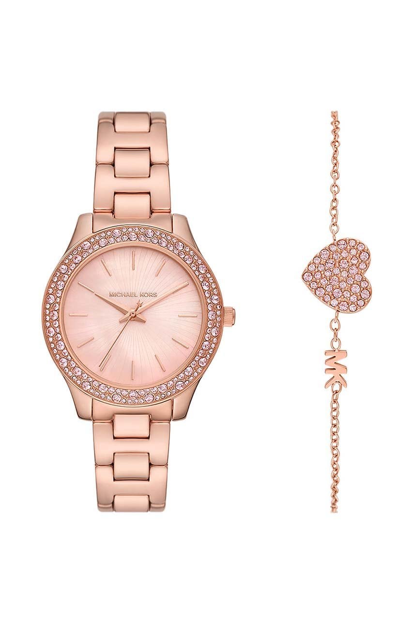 Ρολόι και βραχιόλι Michael Kors γυναικεία, χρώμα: χρυσαφί