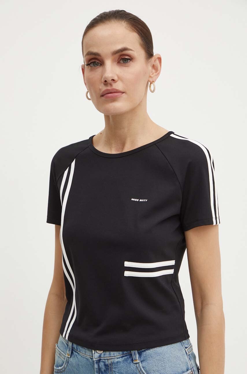 Μπλουζάκι Miss Sixty 6L2SJ1650000 SJ1650 S/S T-SHIRT χρώμα: μαύρο, 6L2SJ1650000