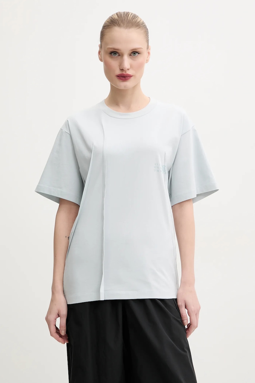 Βαμβακερό μπλουζάκι MM6 Maison Margiela γυναικείο, χρώμα: τιρκουάζ, S52GC0328