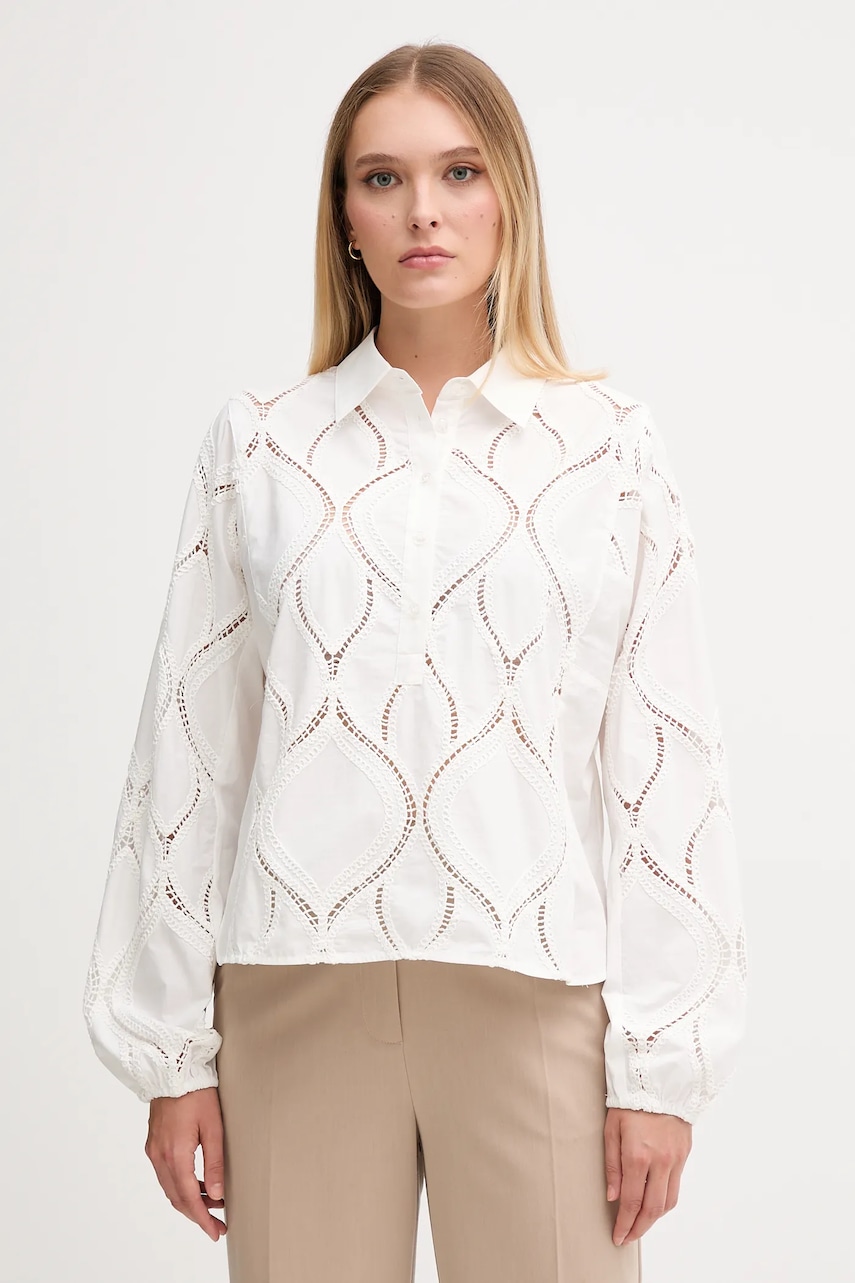 Βαμβακερή μπλούζα Mos Mosh NOLIN γυναικεία, χρώμα: άσπρο, 174010