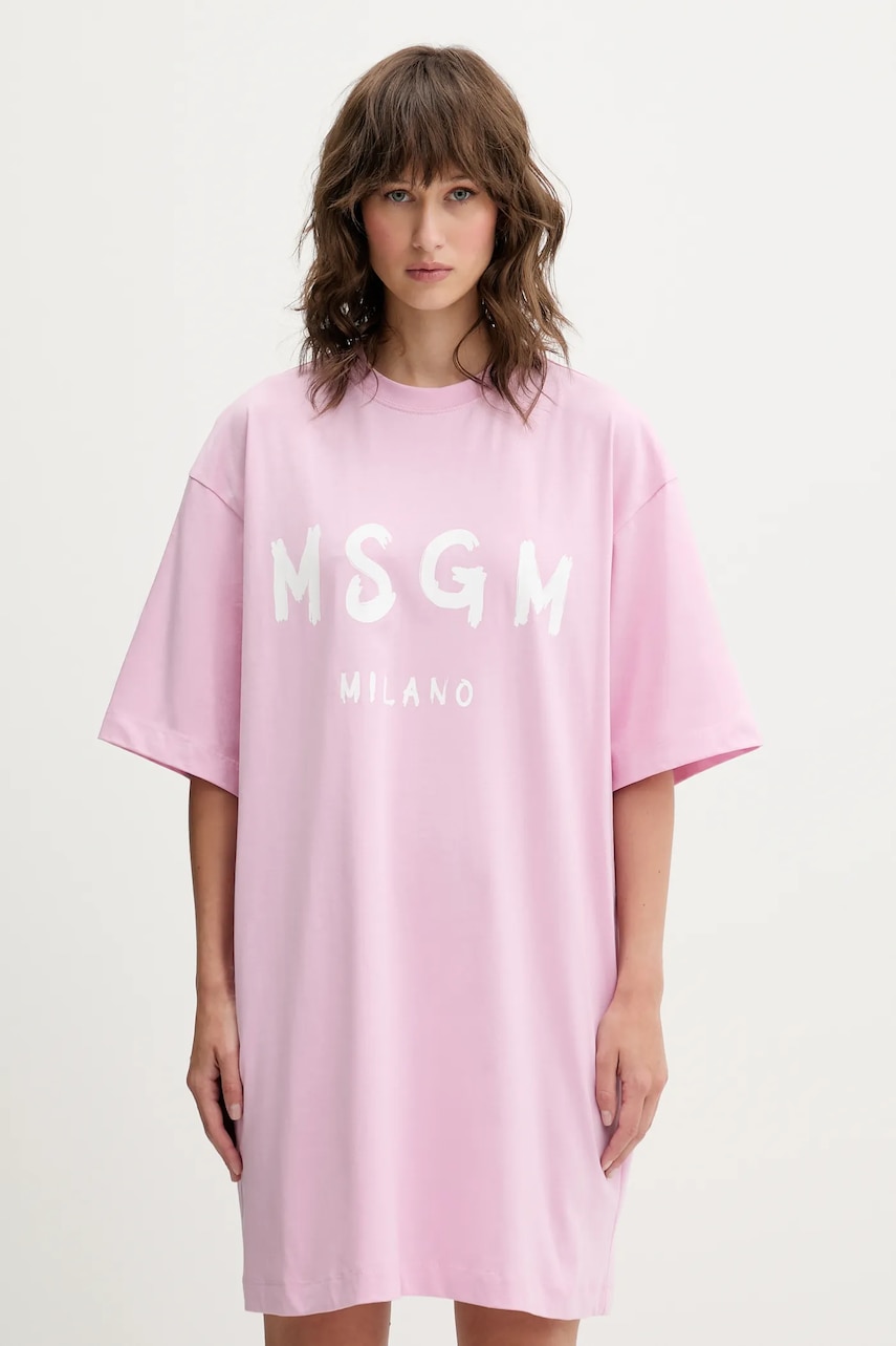 Βαμβακερό φόρεμα MSGM χρώμα: ροζ, 3941MDA510.257798
