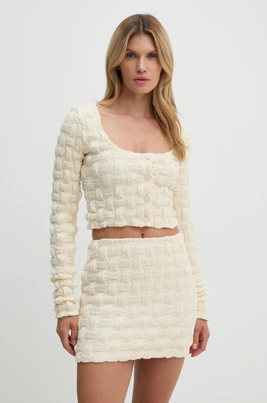 Μπλουζάκι Nanushka JYLAN χρώμα: μπεζ, NW24PFTP4211