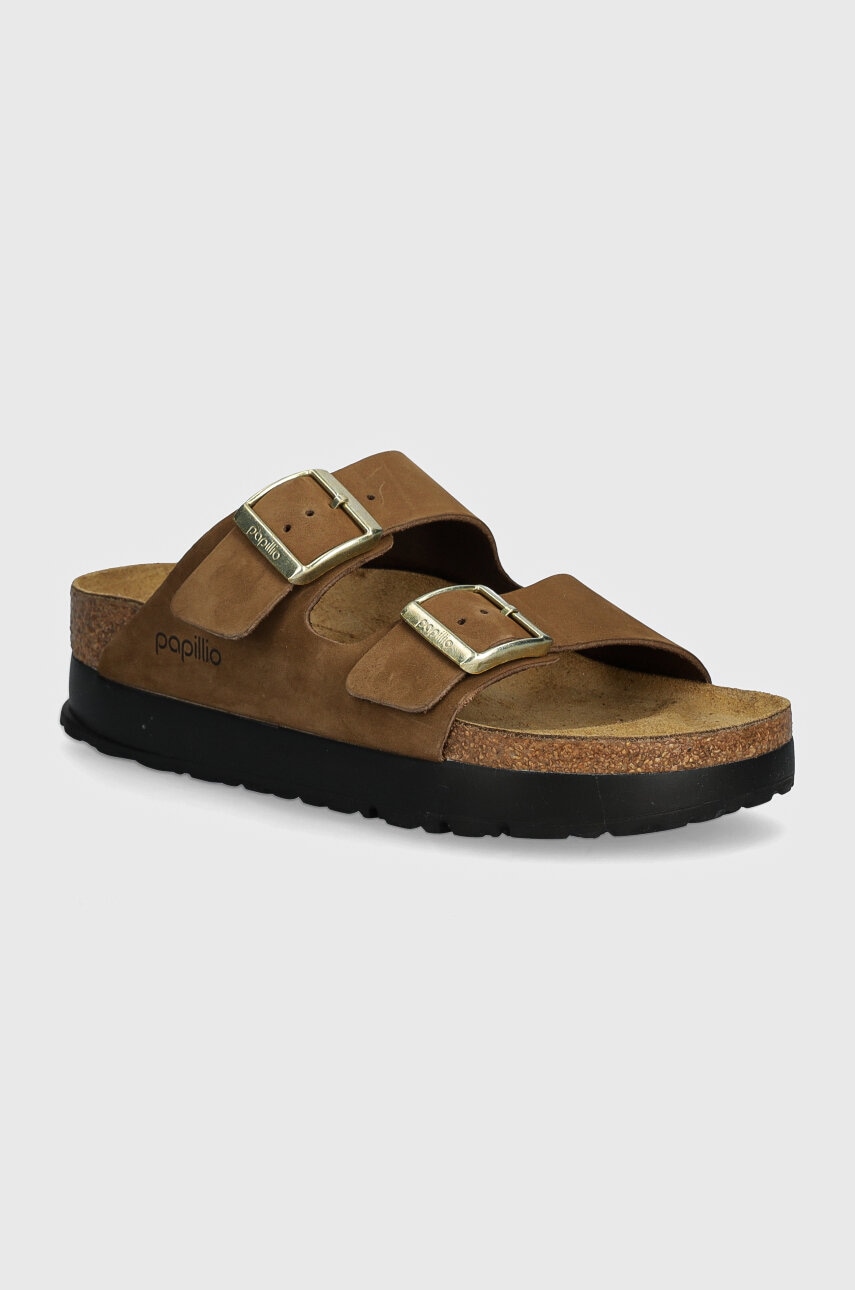 Nubuck παντόφλες Birkenstock Arizona Platform Flex Birkenstock x Papillio χρώμα: καφέ, 1028366