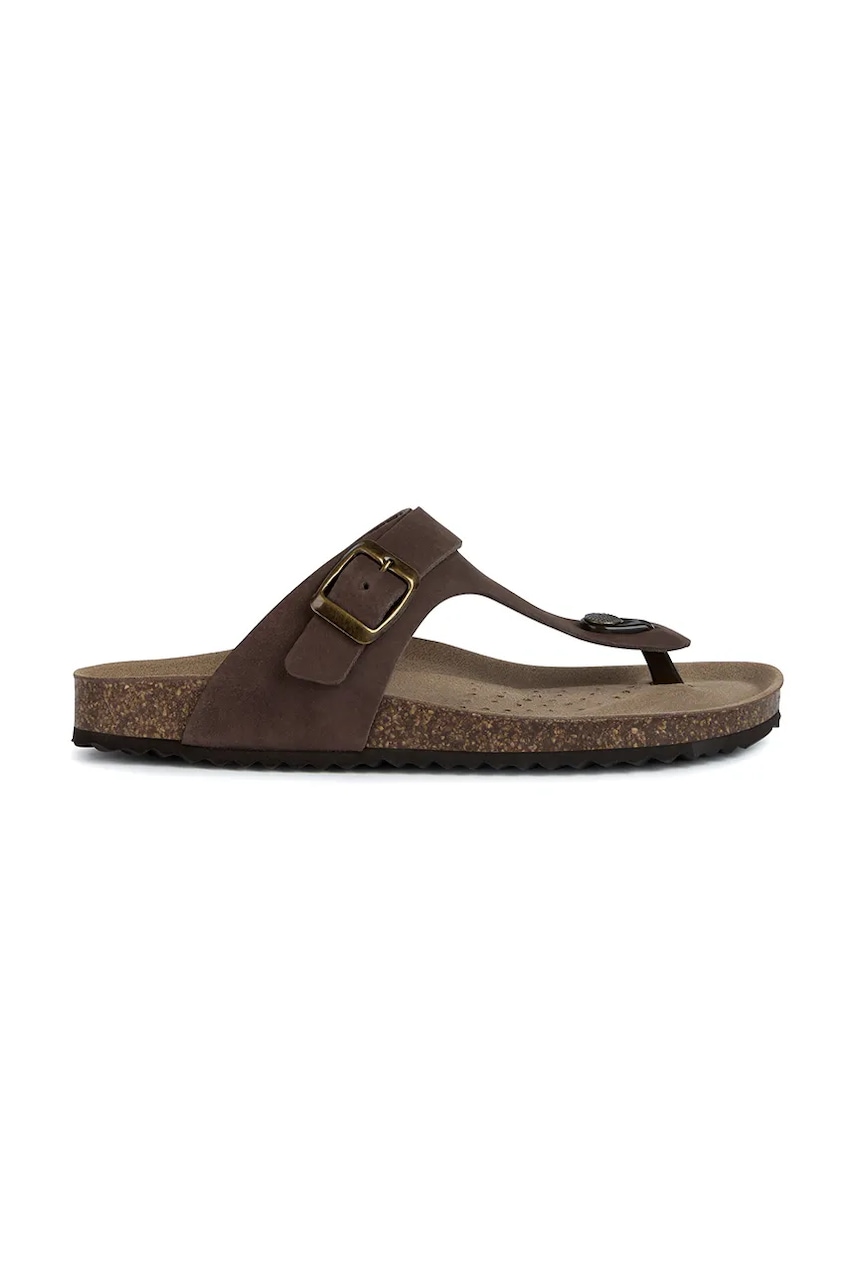 Σαγιονάρες nubuck Geox D BRIONIA χρώμα: καφέ, D35LSK 00032 C6009