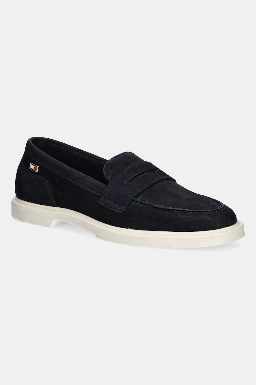 Μοκασίνια nubuck Tommy Hilfiger FLAG SOFT NUBUCK LOAFER χρώμα: ναυτικό μπλε, FW0FW08679