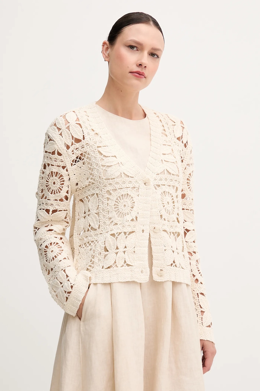 Λινό φόρεμα OUI χρώμα: μπεζ, 92851