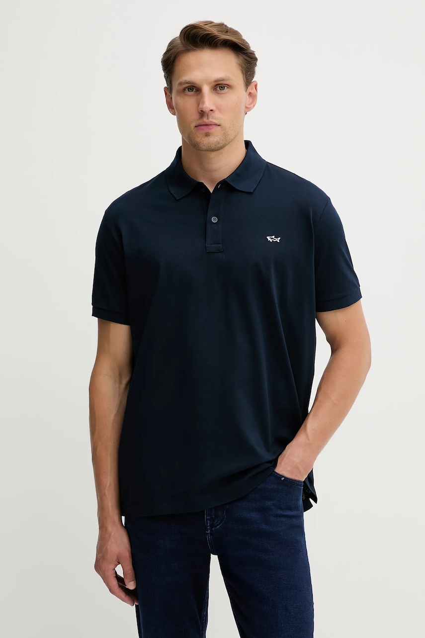 Βαμβακερό μπλουζάκι πόλο Paul&Shark Knitwear ανδρικά, χρώμα: ναυτικό μπλε, 99311001