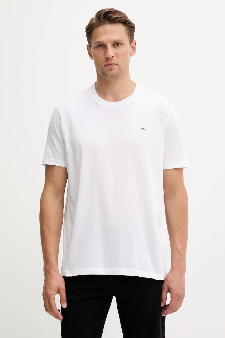 Βαμβακερό μπλουζάκι Paul&Shark Knitwear ανδρικά, χρώμα: άσπρο, 99311005