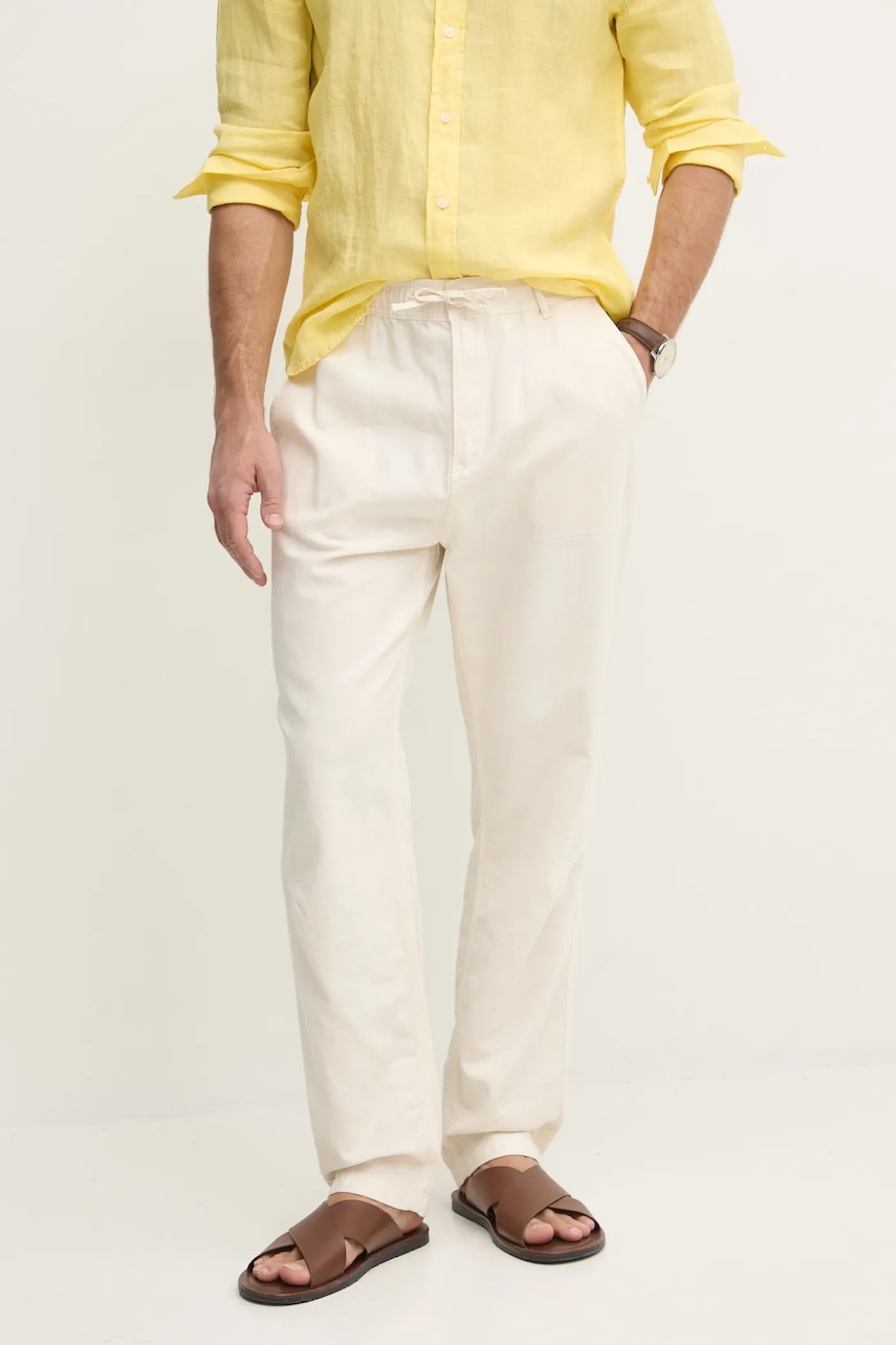 Παντελόνι με λινό μείγμα Pepe Jeans LINEN PULL ON PANTS χρώμα: μπεζ, PM211872