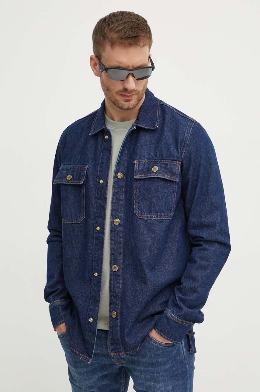 Τζιν μπουφάν Pepe Jeans RELAXED OVERSHIRT ανδρικό, χρώμα: ναυτικό μπλε, PM308585CU4